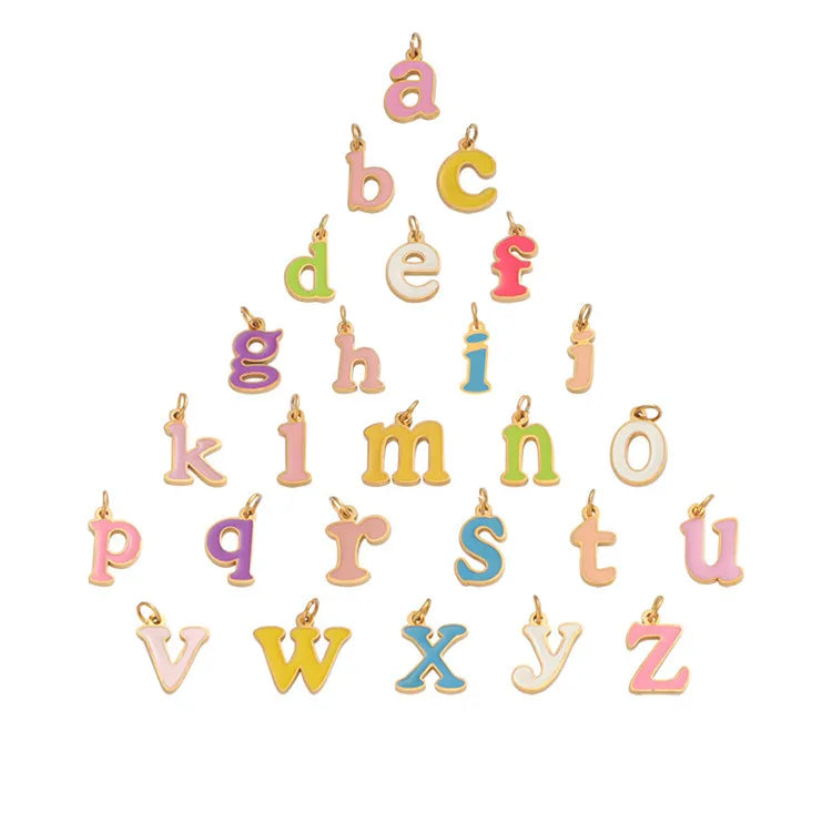 SP Wholesale 18K Gold Plated Initial Alphabet Pendants Stainless Steel Colorful Enamel Letter Pendant Charms