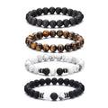 Men's Fashionable Simple Adjustable Tiger Eye White Turquoise Beaded Bracelet New Natural Style Wholesale Religious Jewelry