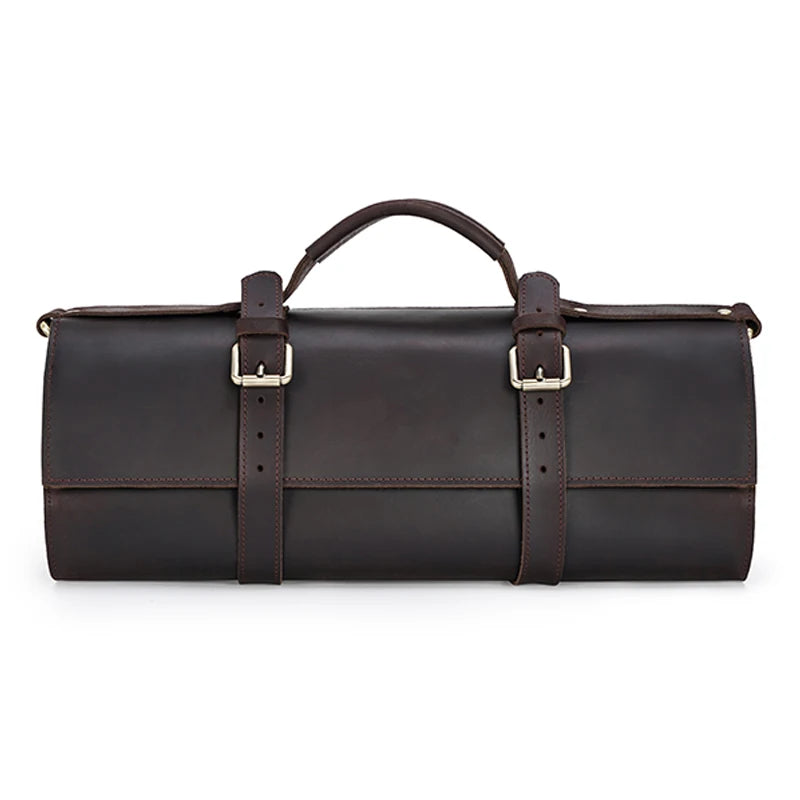 Custom Best Quality Real Leather Knife Roll Storage Bag Chef Tool Kit Bag With Pockets