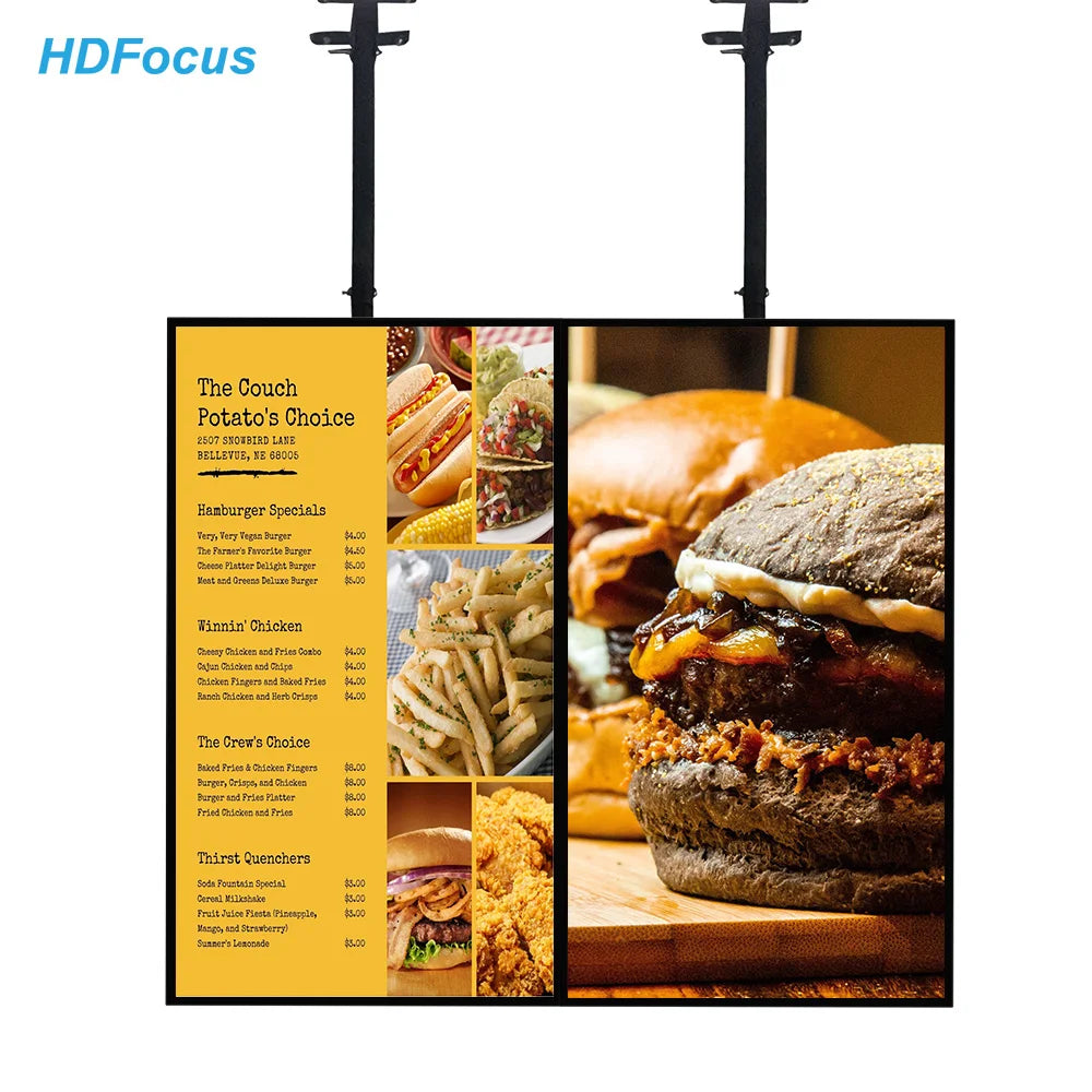 43 Inch 4K Indoor Menu Boards for Coffee Fast Food Shop Hd Screen Lcd Digital Signage and Display Digital Menu Board
