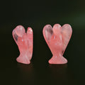 Huiying Hot Sale Beautiful Hand Carved Natural Rose Quartz Angel Statues for Fengshui Decoration Crafts 2 Inch