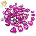 Hot Selling Rose AB Mocha Candy Color Mixed Crystal Loose 3D Sew-On Rhinestones with Silver Metal Claw for Dress Decoration