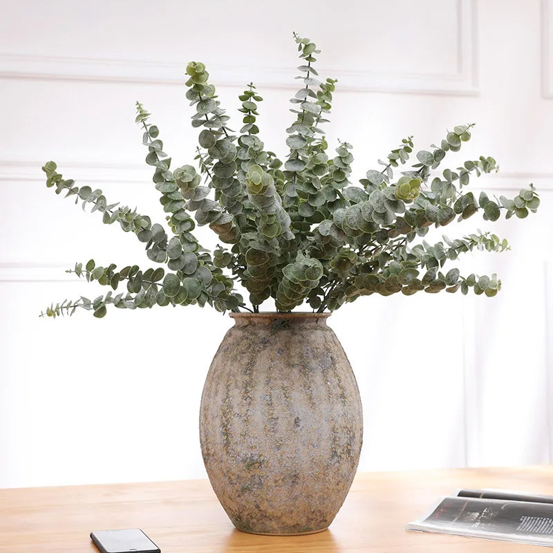 Y0013 Wholesale Artificial Eucalyptus Money Leaves Branch Plastic Leaf Stems for Wedding Home Decoration Photography Props