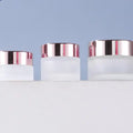 High Quality Glass Cosmetic Rose Gold Matte Finish 5ML Face Cream & Mask Jar with Wood Grain Screw Cap Portable