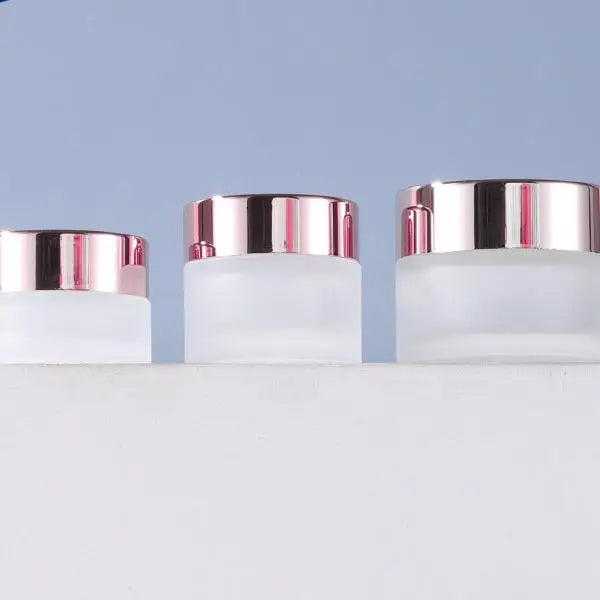 High Quality Glass Cosmetic Rose Gold Matte Finish 5ML Face Cream & Mask Jar with Wood Grain Screw Cap Portable