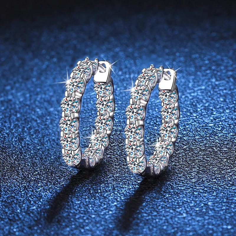 Silver 925 Original Total 2 Carat Diamond Test Past Round Brilliant Cut D Color Moissanite Screw Back Stud Earrings for Women