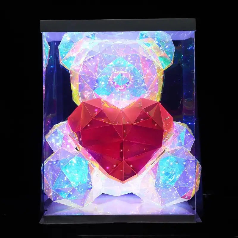 Factory New Commercial Birthday Crystal Shining Holographic Led Bear Night Light 3D hologram bear