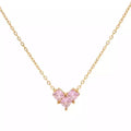 Ins French Style Shiny Pink Cubic Zircon Heart 18K PVD Gold Plated Stainless Steel Pendant Necklace