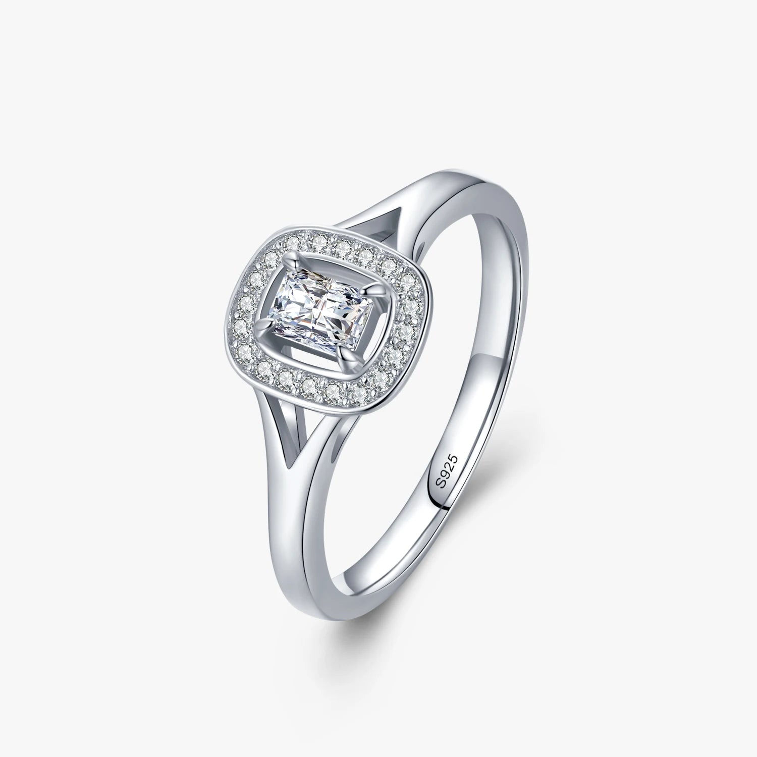 Ailmay Fashion 925 Sterling Silver Rectangle Hollow Cubic Zirconia Rings for Women Romantic Engagement Anniversary Fine Jewelry