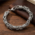 Heavy Stainless Steel Dragon Keel Chain Bangle Men Vintage Punk Rock Biker Hip Hop Jewelry Gold Plated Woven Link Gift