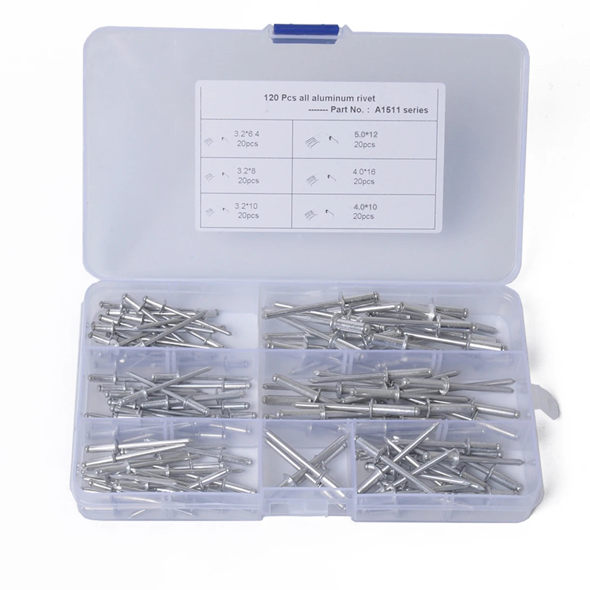 BAJUTU 120pcs Aluminum Dome Head Louver Rivet Self Inserting Open End Decorative Fastener Nail Popular Rivet Core Pull Rivet