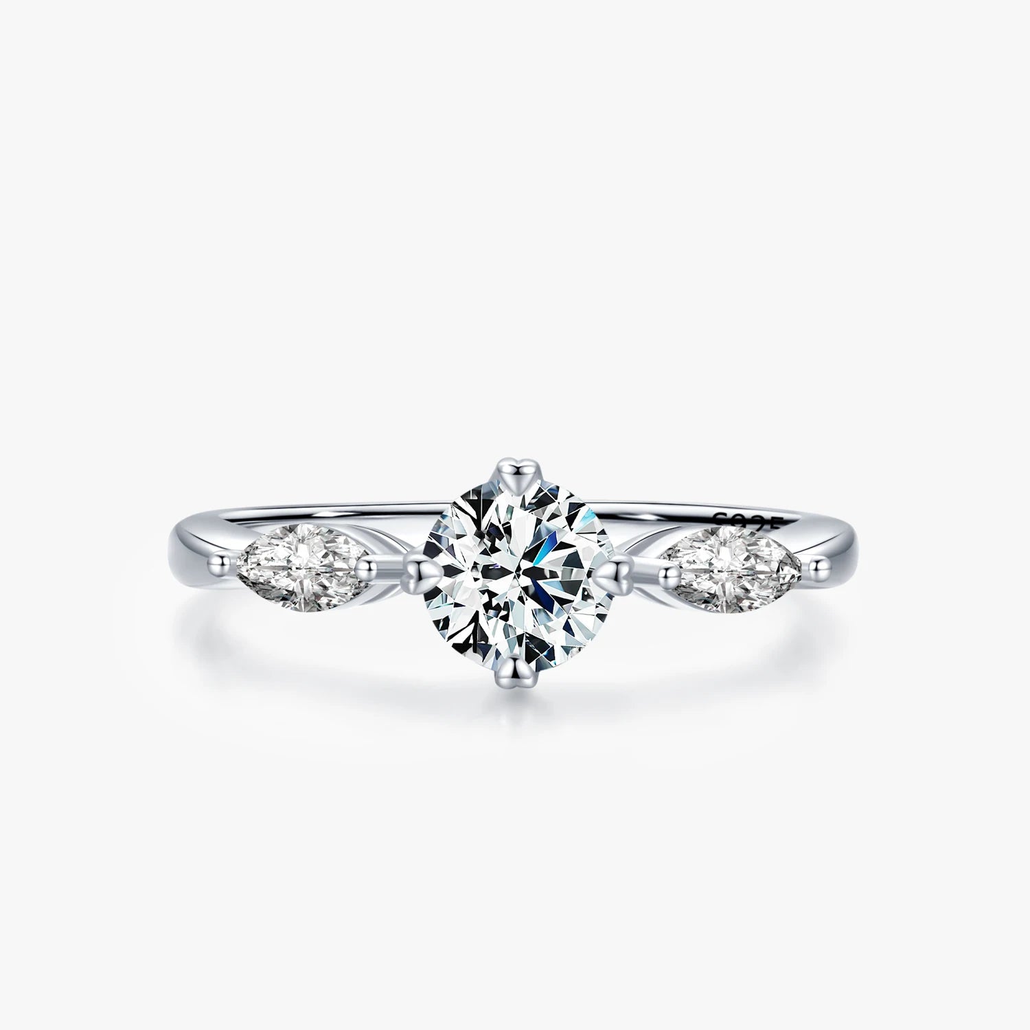 Ailmay 100% 925 Sterling Silver Fashion Sparkling 1.0ct Zirconia Finger Ring for Women Wedding Statement Fine Silver Jewelry