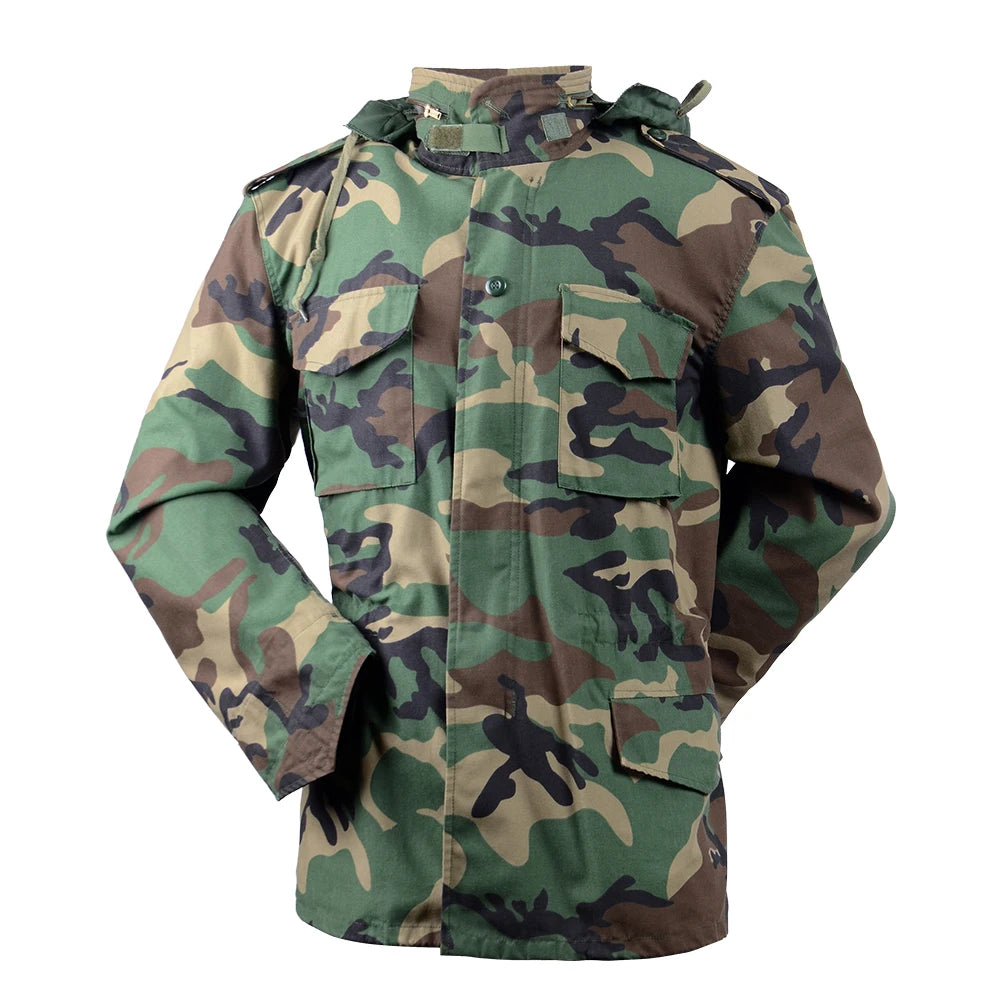 Wholesale Men's Winter Casual Breathable Windproof Waterproof Zipper Hooded Fleece Field Jacket