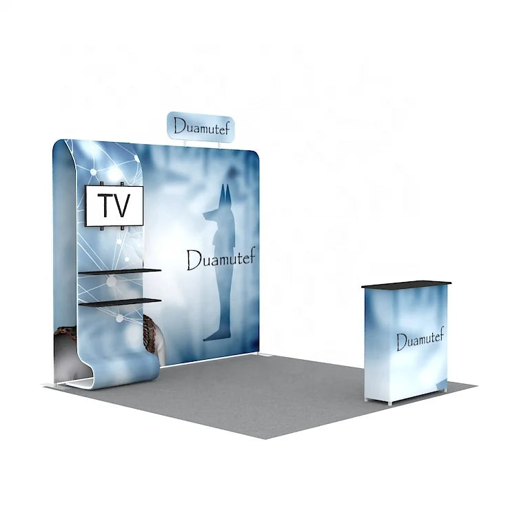 Custom 10x10 Portable Aluminum Display Exhibition Booth Dye Sublimation Printed Pillowcase Backdrop for Trade Shows New Design