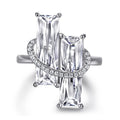 Luxury Jewelry Manufacturer Sterling Silver 925 Emerald Cut Rhodium Plated White Zirconia Ring for Women Engagement Wholesale