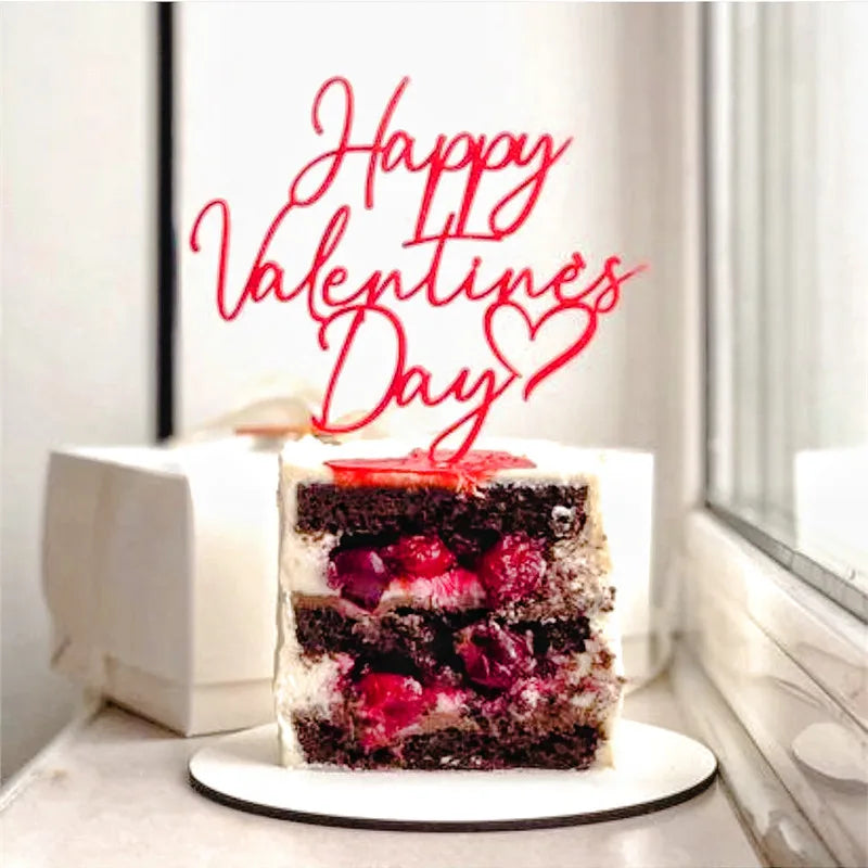 Wholesale Love Acrylic Cake Topper Cupcake Dessert Topper Happy Valentine's Day Heart Rose Cake Decoration Valentine Gifts
