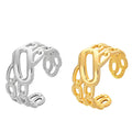 Yiwu Srui Jewelry Factory 18K Gold Plated Stainless Steel Opening Adjustable Hollow Chain Stripe Ring Jewelry Ladies Accessories