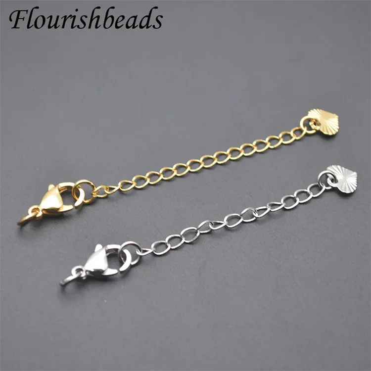 Jewelry Accessories Anti Fading Gold Plated Waterdrop Heart Tail Chain Extension Extendor Chain for Necklace Bracelet Making