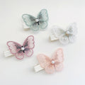 Custom Lace Pearl Motion Moving Claw Clamp Small Hair Grip pink Silver Pin butterfly Clips Hair Accessories for Women Girls Kids