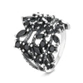 925 Sliver Black Gold Ring Girlfriend Gift Wholesale Black Stone Ring