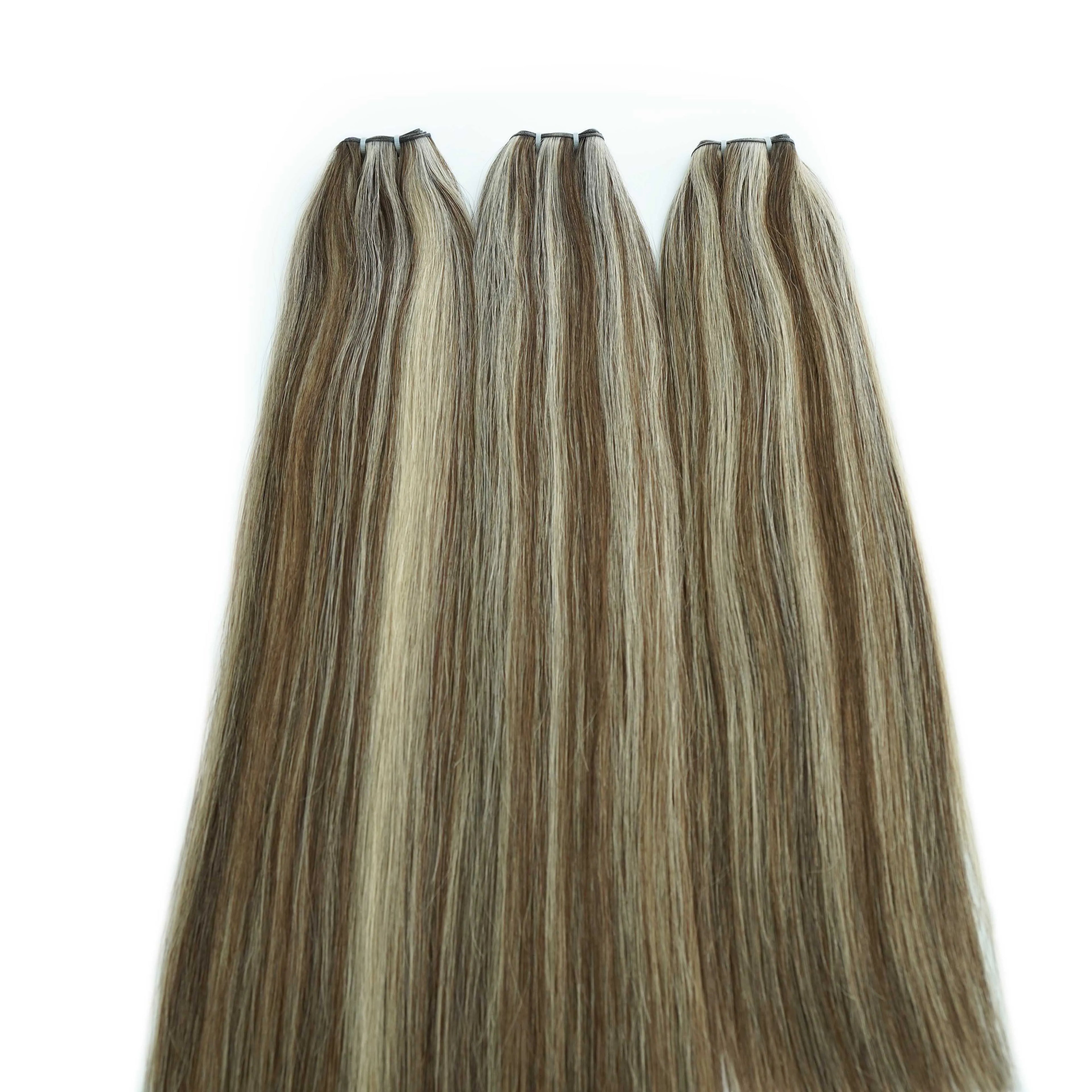 100% Double Drawn Russian Remy 12A Grade Full Cuticle Intact High Quality Wholesale Human Hair Machine Double Weft Hair Weaving