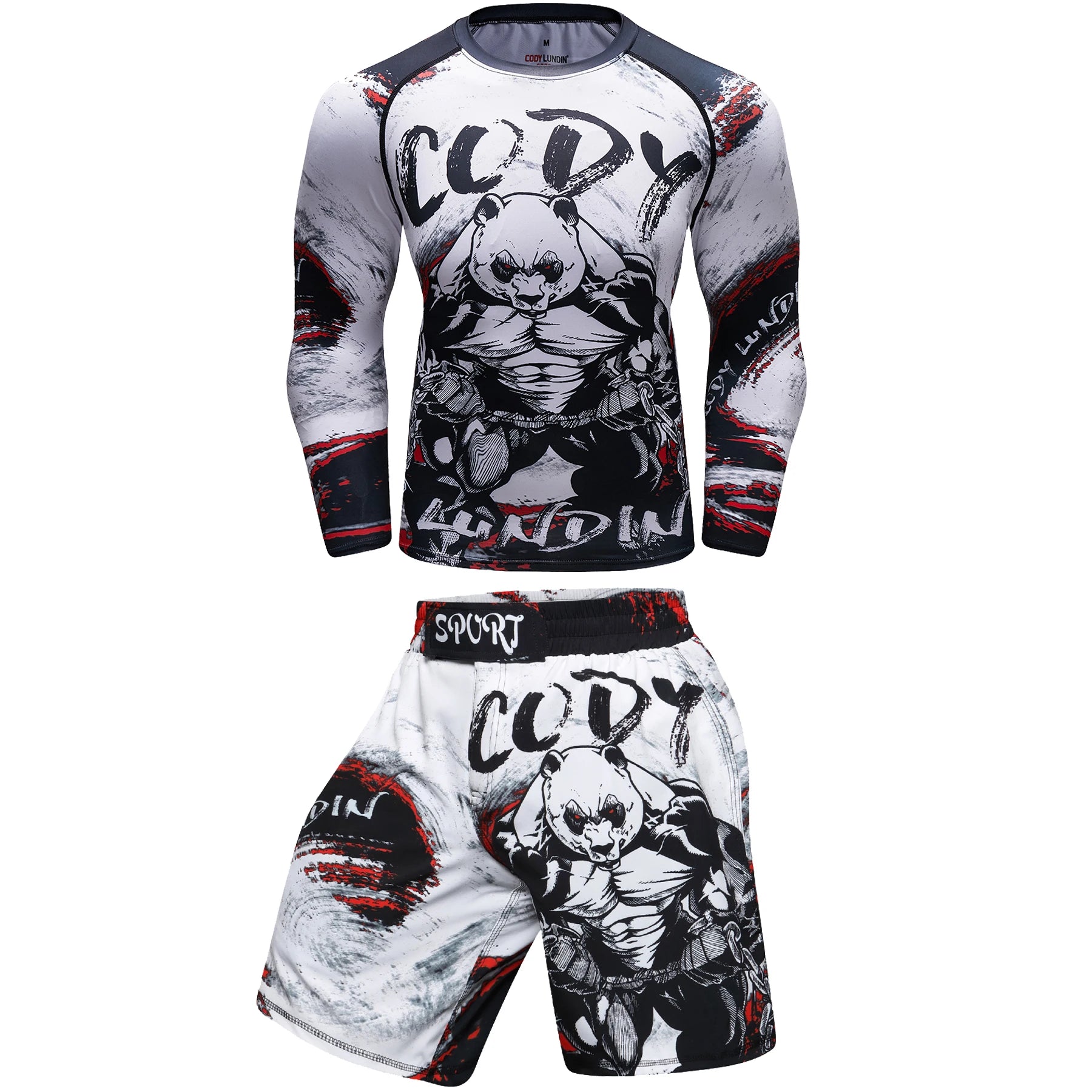 CODY LUNDIN Custom Traicksuit 2 Pieces Printed Gym Fitness Sports Sets Funny Graphic Shorts Set Bjj Rash Guard for Men