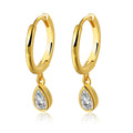 14k Gold Plated Trendy Bezel Setting Zircon Stone Waterdrop Earrings