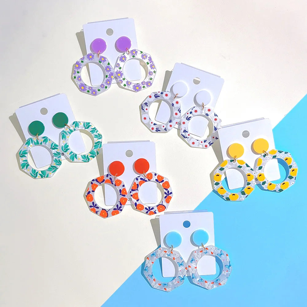 Fashion Acrylic Geometric Earring Europe and America Retro Niche Temperament Exaggerated Earrings