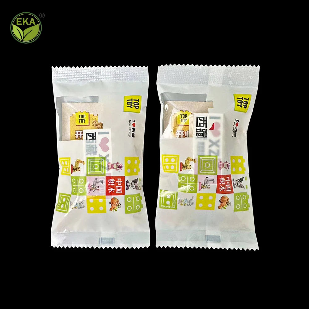 Self Sealing Biodegradable Compostable Bags Ziplock Building Block Parts Toy Packaging Branding Recycled Kraft Paper Bag