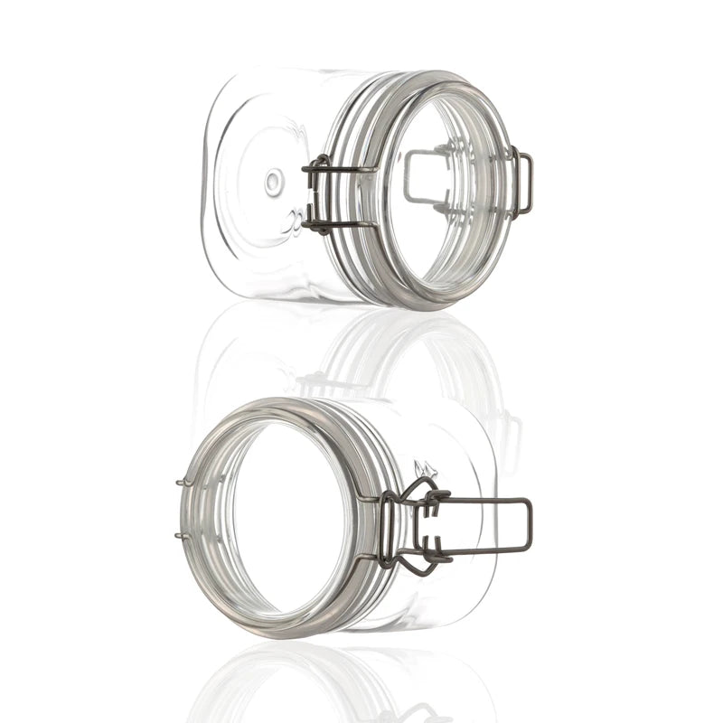 Empty 400ml PET clear Transparent Jar Container with Metal Sealing Lock Used for Food and Cosmetic