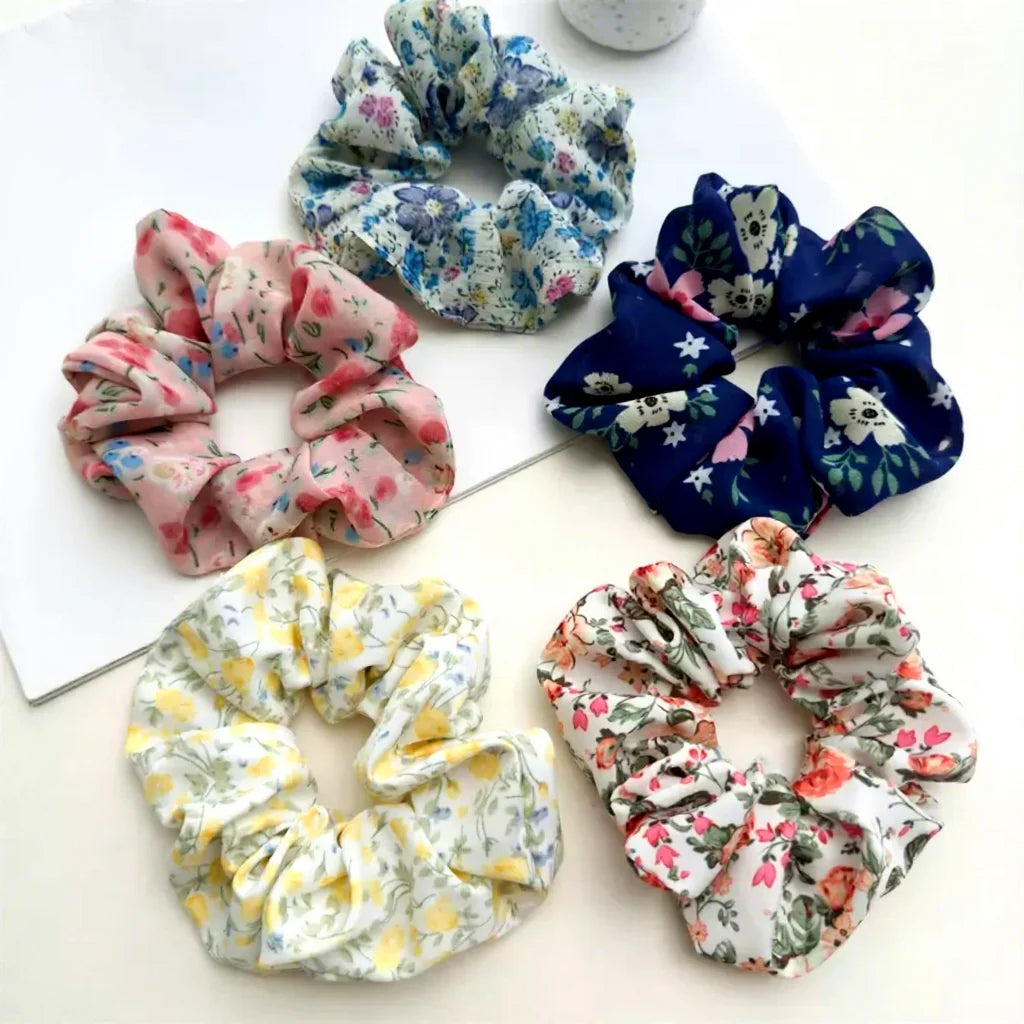 New Cute Spring Ties Accessories Floral Hair Scrunchies 2026 for Women Girls
