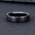 POYA Jewelry Unisex  6mm Black Hammered Tungsten Carbide Ring Trendy Wedding Engagement Anniversary Party Gift