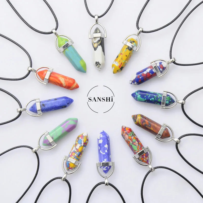 Fashion Stone Synthetic Turquoise Pillar Pendants & Charms For Jewelry Making Charm Pendulum DIY Accessories Stone Pendant