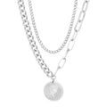 KALEN 500mm Unisex Vintage Stainless Steel Double Chain Link Necklace With Queen Elisabeth Pendant