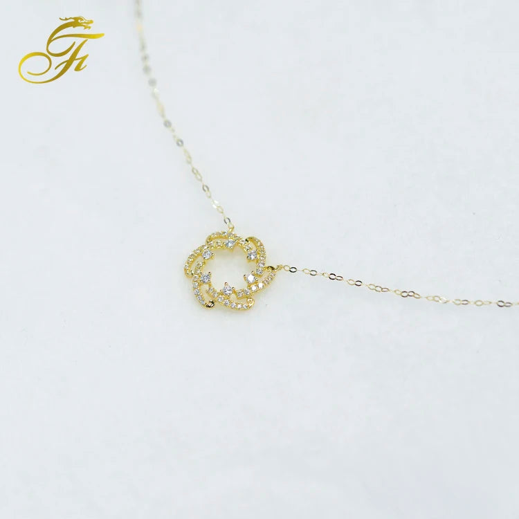 Fulong Offers Romantic Clavicle Chain Pendant Necklace with Zircon 14K/18K/21K/24K Gold-Plated Trendy for Women Ins Branded