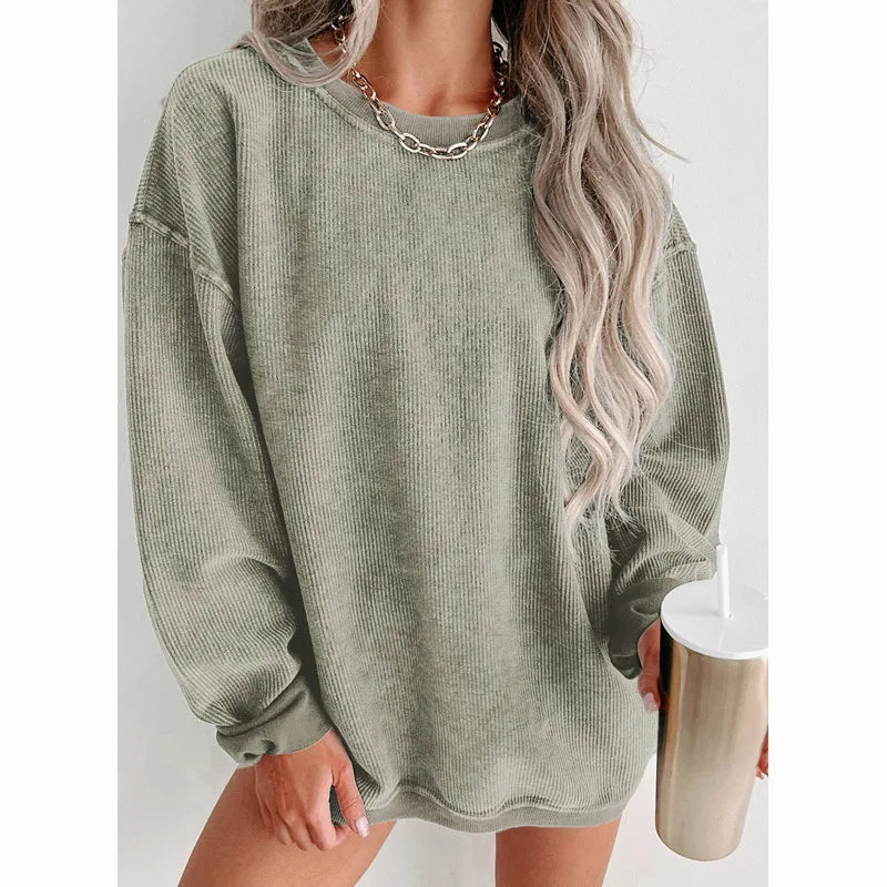 2025 Custom Logo High Quality Rib Knit Women's Short Sweatshirt Solid Color Front Logo Pullover Washed for Autumn Season