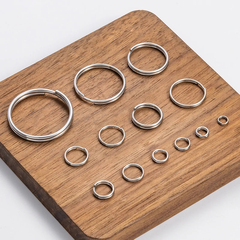 Various Sizes Stainless Steel Double Layers Split Ring DIY Craft Sturdy Connector for Jewelry Car Keychain Metal Accessories