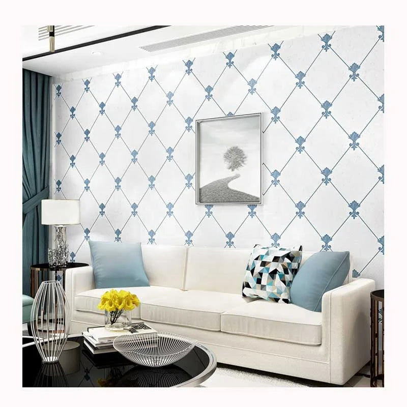 Eco Friendly Diamond Non Woven Weave Wallpaper Modern Wallcovering for Kids Room