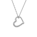 S925 Sterling Silver Fine Chains Necklace Women Light Luxury Heart-Shape Pendant Half Set Diamond Simple Tempered Necklace