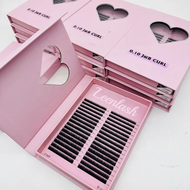 Korean PBT Volume Eyelash Extensions Private Label Lash Trays Wholesale Handmade Individual Lashes Cruelty-Free Vegan Natural MegaBDM