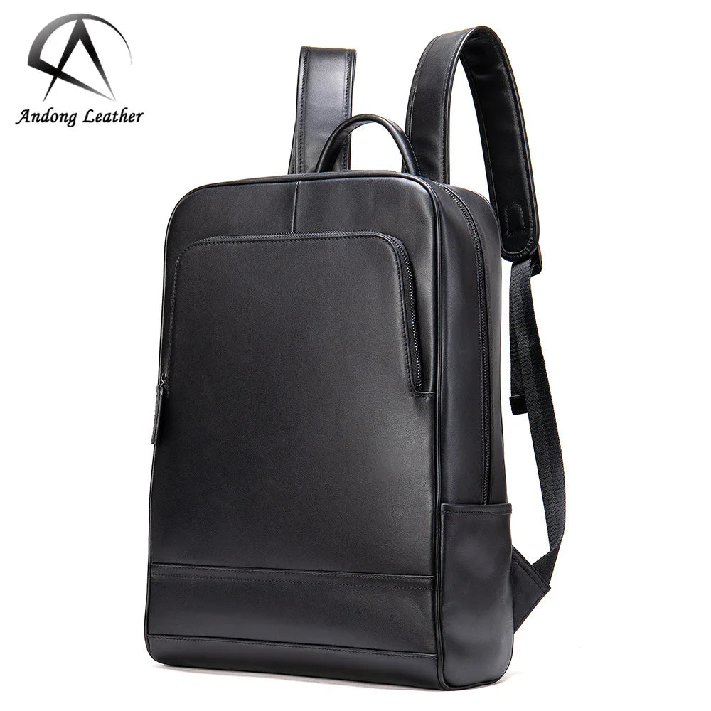 Andong Leisure Business Men's Backpack Wear Resistant Men Cowhide Real Genuine Cow Leather Computer Laptop Backpacks