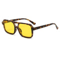 Custom logo Popular Cheap Low Price Double Beam pilot Sun Shades Amber Leopard UV400 Large square Frame Flat Top Sunglasses
