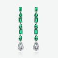 Green Emerald Gemstone Drop Earring Emerald Cut Silver Stud Earring 925 Sterling Silver Earrings Jewelry
