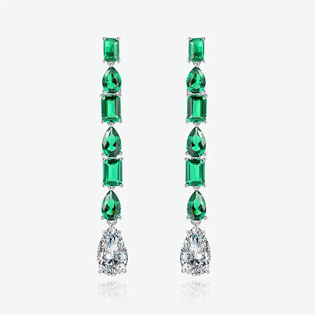 Green Emerald Gemstone Drop Earring Emerald Cut Silver Stud Earring 925 Sterling Silver Earrings Jewelry