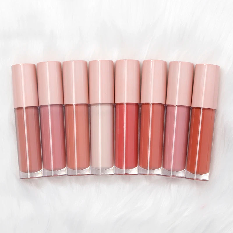 Wholesale Brown Custom Lip Gloss Private Label Custom Logo Glitter Waterproof Nude Lip Gloss Tubes Accepted for Small Orders