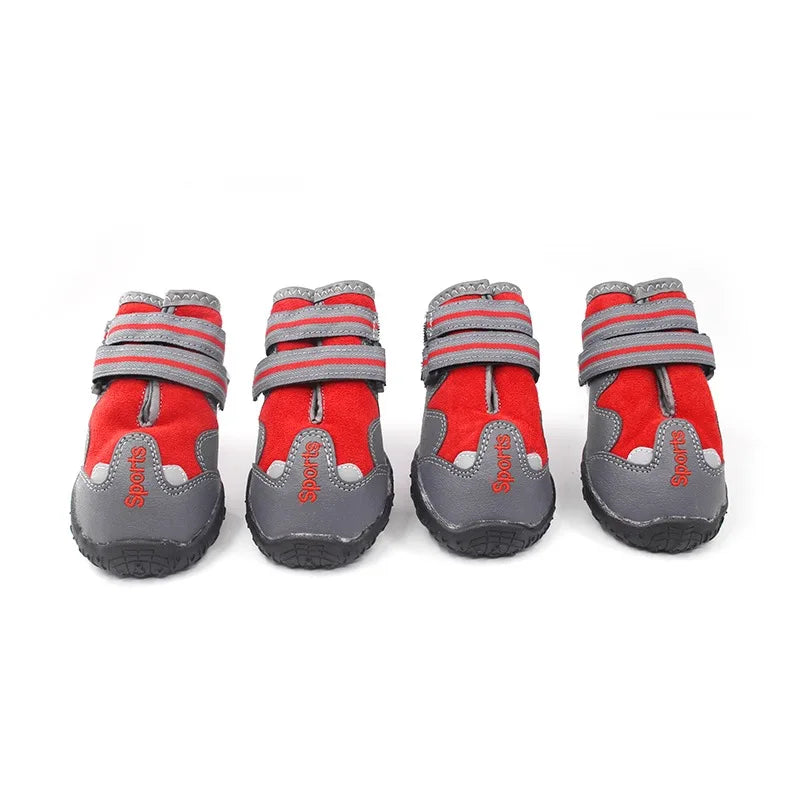 2022 Hot Sale Big Dog Shoes with Reflective Print Winter Warm Adjustable Dog Boot Pet Shoes