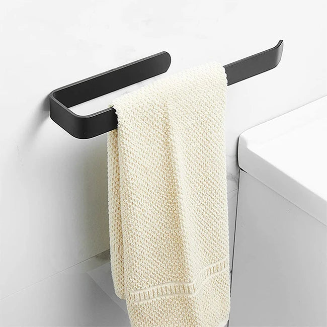 Bathroom 19cm Towel Rack Black Space Aluminum Self Adhesive Towel Bar Stick on Wall Hand Towel Holder