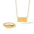 Wholesale Fashion Jewelry Waterproof 18K Gold Plated 11:11 Square Necklace Stainless Steel Double 11 Number Signet Ring Necklace