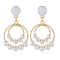 2020 New Product for Gold Plated Pearl Earring Pearl Paved Double Round Circle Hoop Earring