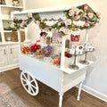 2024 New Style Wholesale White Dessert Candy Cart Candy bar Cart Collapsible Interior Design Shop Furniture With Wheels